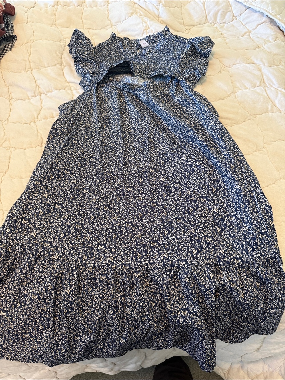 Old Navy Navy Blue Floral Ruffle-Sleeve Maxi Dress